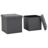 Tabourets de rangement pliables lot de 2 gris foncé Faux lin 
