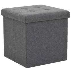 Tabourets de rangement pliables lot de 2 gris foncé Faux lin 