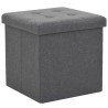 Tabourets de rangement pliables lot de 2 gris foncé Faux lin 