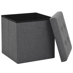 Tabourets de rangement pliables lot de 2 gris foncé Faux lin 