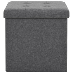Tabourets de rangement pliables lot de 2 gris foncé Faux lin 