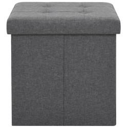 Tabourets de rangement pliables lot de 2 gris foncé Faux lin 