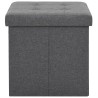 Tabourets de rangement pliables lot de 2 gris foncé Faux lin 