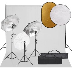 Kit de studio photo avec éclairage toile de fond et réflecteur 