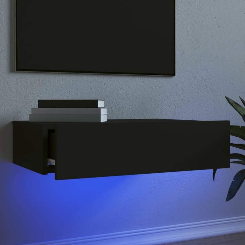 Meuble TV avec éclairage LED noir 60x35x15,5 cm 