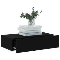 Meuble TV avec éclairage LED noir 60x35x15,5 cm 