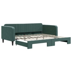 Lit de jour avec gigogne sans matelas vert foncé 100x200 cm 