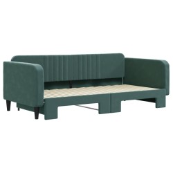 Lit de jour avec gigogne sans matelas vert foncé 100x200 cm 
