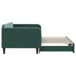 Lit de jour avec gigogne sans matelas vert foncé 100x200 cm 