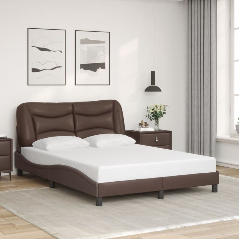 Cadre de lit sans matelas marron 140x200 cm similicuir 