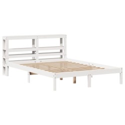 Cadre de lit sans matelas blanc 160x200 cm bois de pin massif 