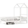 Cadre de lit avec toit sans matelas blanc 90x200 cm 