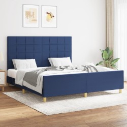 Cadre de lit sans matelas bleu 160x200 cm tissu 