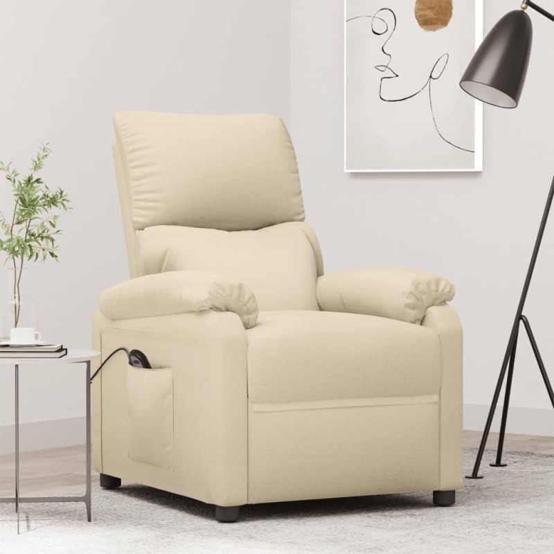 Fauteuil inclinable électrique Crème Tissu 