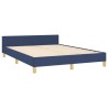 Cadre de lit sans matelas bleu 140x200 cm tissu 