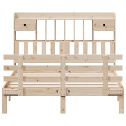 Lit bibliothèque sans matelas 140x200 cm bois massif de pin 