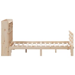 Lit bibliothèque sans matelas 140x200 cm bois massif de pin 