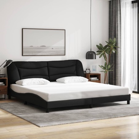 Cadre de lit sans matelas noir 200x200 cm tissu 