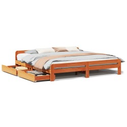 Cadre de lit sans matelas cire marron 180x200cm bois pin massif 