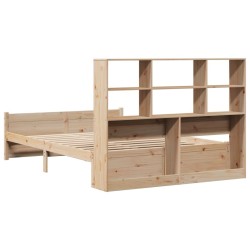 Lit bibliothèque sans matelas 160x200 cm bois massif de pin 