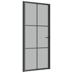 Porte intérieure 93x201,5 cm Noir Verre mat et aluminium 