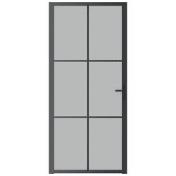 Porte intérieure 93x201,5 cm Noir Verre mat et aluminium 