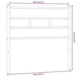 Tête de lit chêne fumé 80 cm fer et bois d'ingénierie 