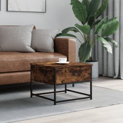 Table basse chêne fumé 51x51x40 cm bois d'ingénierie 