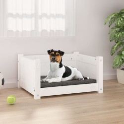 Lit pour chien Blanc 55,5x45,5x28 cm Bois massif de pin 