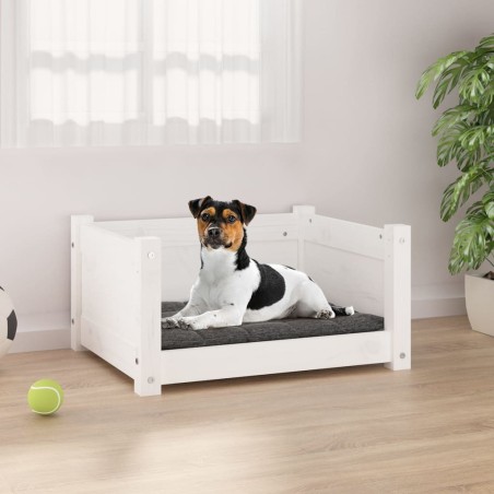 Lit pour chien Blanc 55,5x45,5x28 cm Bois massif de pin 