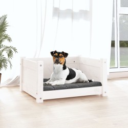 Lit pour chien Blanc 55,5x45,5x28 cm Bois massif de pin 