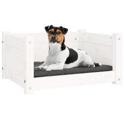 Lit pour chien Blanc 55,5x45,5x28 cm Bois massif de pin 