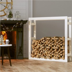 Support pour bois de chauffage Blanc 100x25x100 cm Bois de pin 