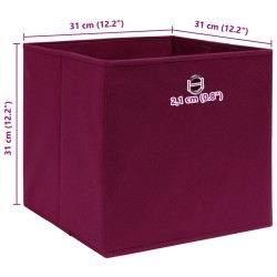 Boîtes de rangement 10 pcs Rouge foncé 32x32x32 cm Tissu 