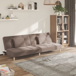 Canapé-lit à 2 places avec deux oreillers taupe tissu 
