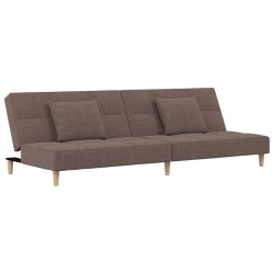 Canapé-lit à 2 places avec deux oreillers taupe tissu 