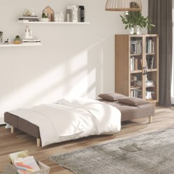 Canapé-lit à 2 places avec deux oreillers taupe tissu 