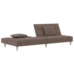 Canapé-lit à 2 places avec deux oreillers taupe tissu 