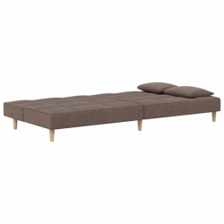 Canapé-lit à 2 places avec deux oreillers taupe tissu 