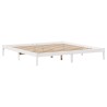 Lit bibliothèque sans matelas blanc 200x200 cm bois pin massif 