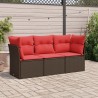 Salon de jardin avec coussins 3 pcs marron résine tressée 
