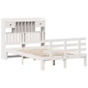 Lit bibliothèque sans matelas blanc 135x190 cm bois pin massif 