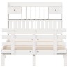 Lit bibliothèque sans matelas blanc 135x190 cm bois pin massif 