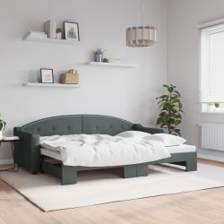 Lit de jour avec gigogne sans matelas gris foncé 80x200 cm 