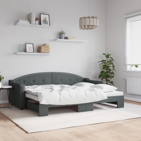 Lit de jour avec gigogne sans matelas gris foncé 80x200 cm 