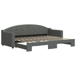 Lit de jour avec gigogne sans matelas gris foncé 80x200 cm 