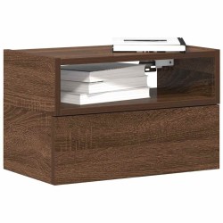 Table de chevet murale chêne marron 45x26x28,5 cm 