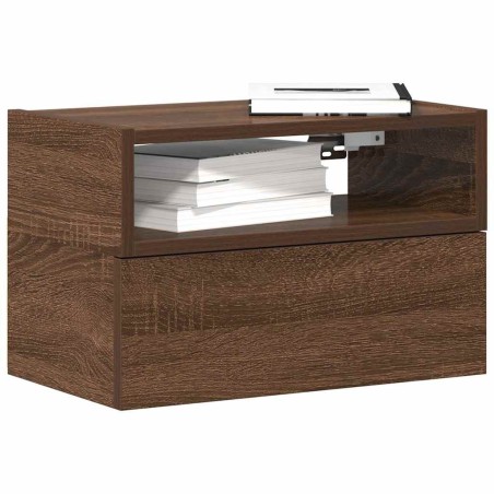 Table de chevet murale chêne marron 45x26x28,5 cm 