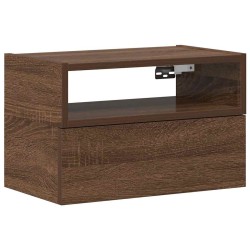 Table de chevet murale chêne marron 45x26x28,5 cm 