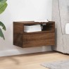 Table de chevet murale chêne marron 45x26x28,5 cm 